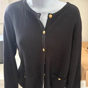 Black Button-Up Women's Sweater gold buttons perfect size small fits 6-8